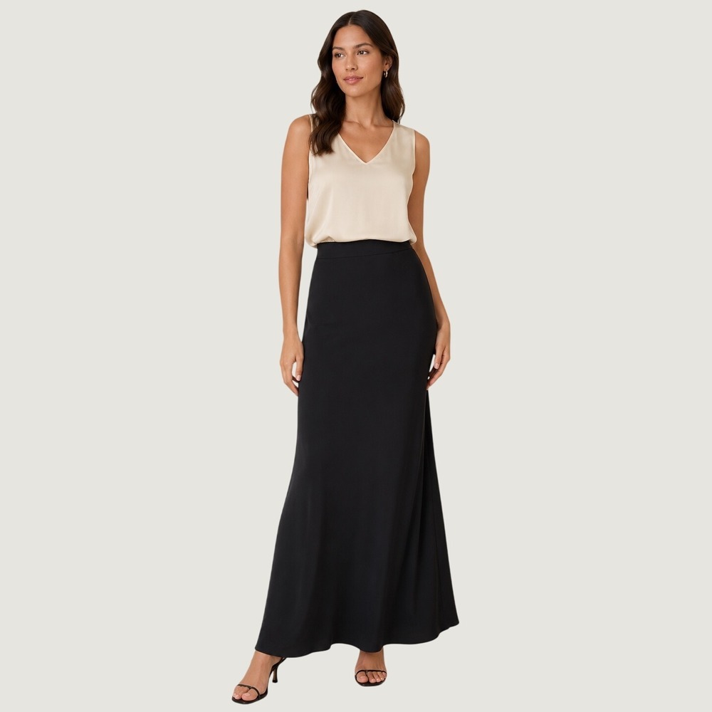 Lauren Ralph Lauren Black Maxi Skirt 12 Minimalist Old Money Chic Elegant Formal